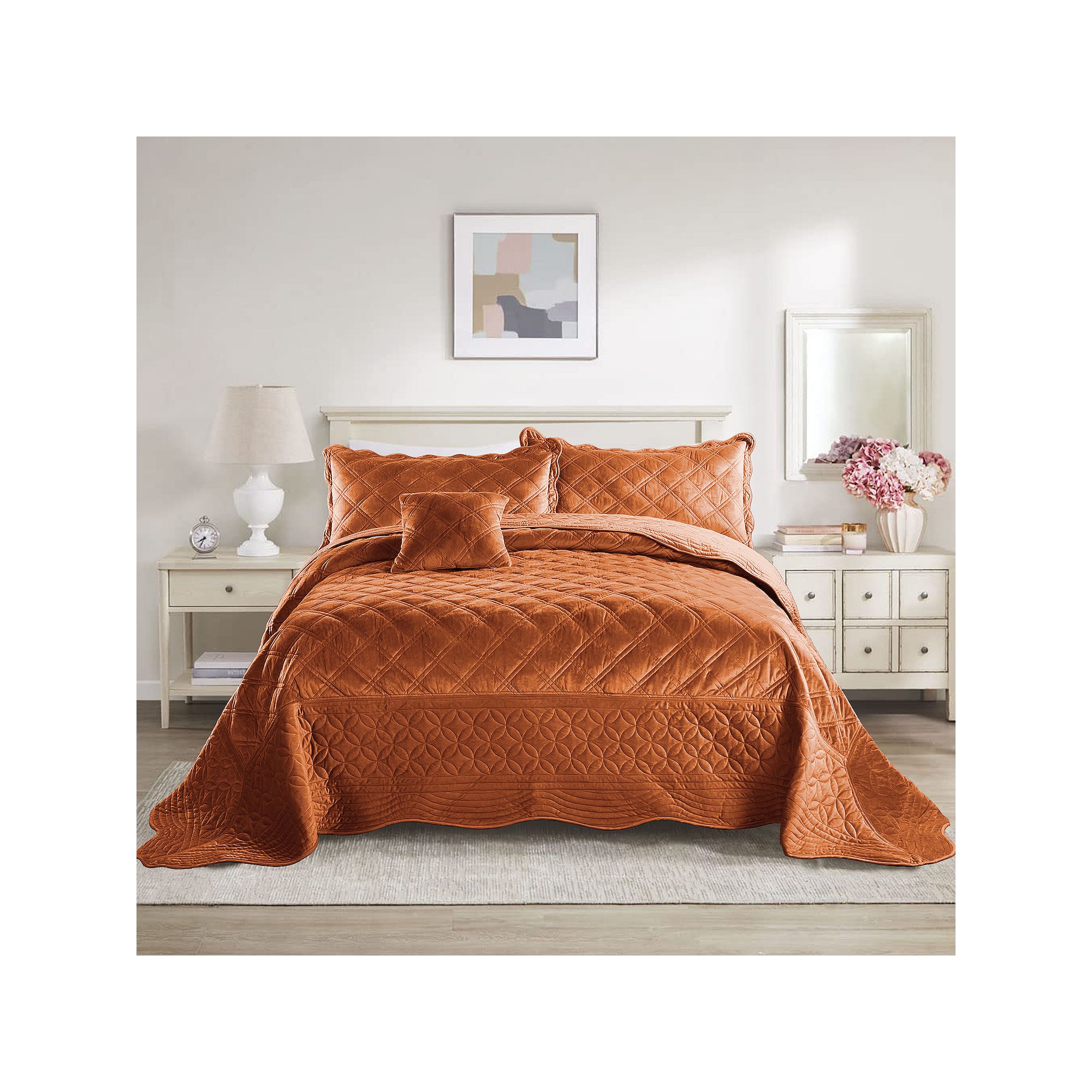 Serenta Supersoft Microplush Bedspread Set, Brick