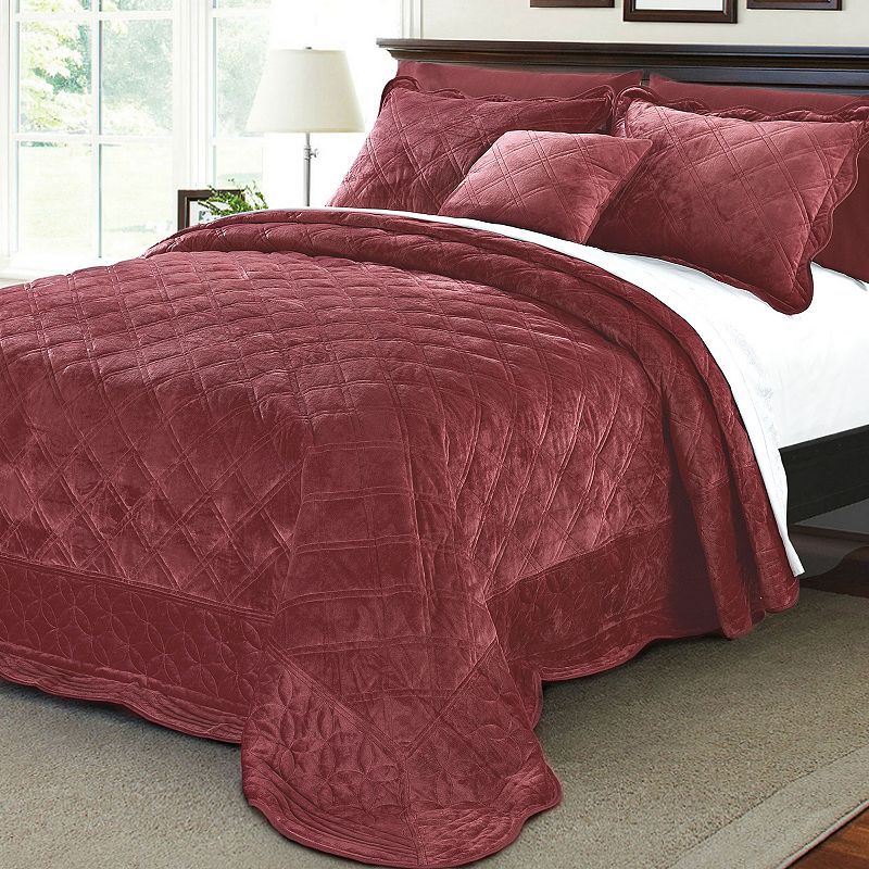 Serenta Supersoft Microplush Bedspread Set, Red, Queen