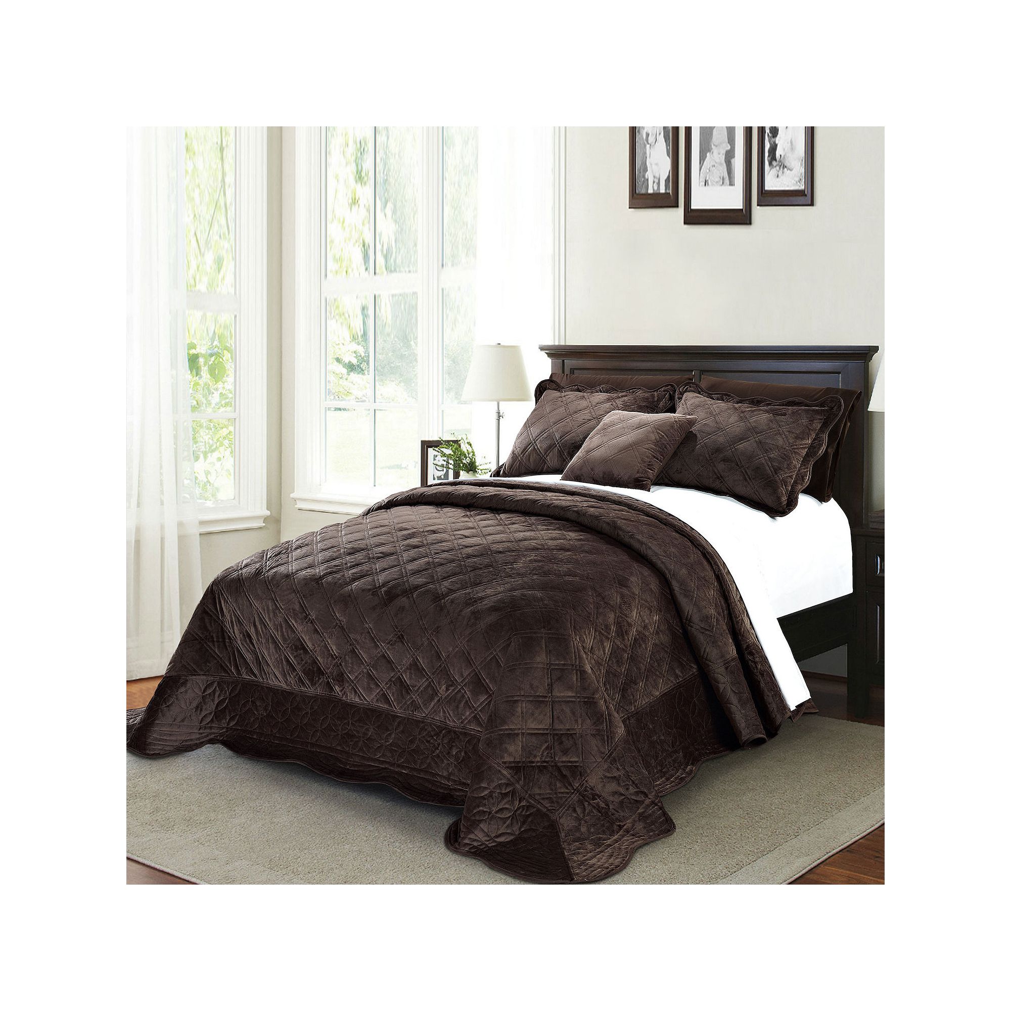 Serenta Supersoft Microplush Bedspread Set, Brown