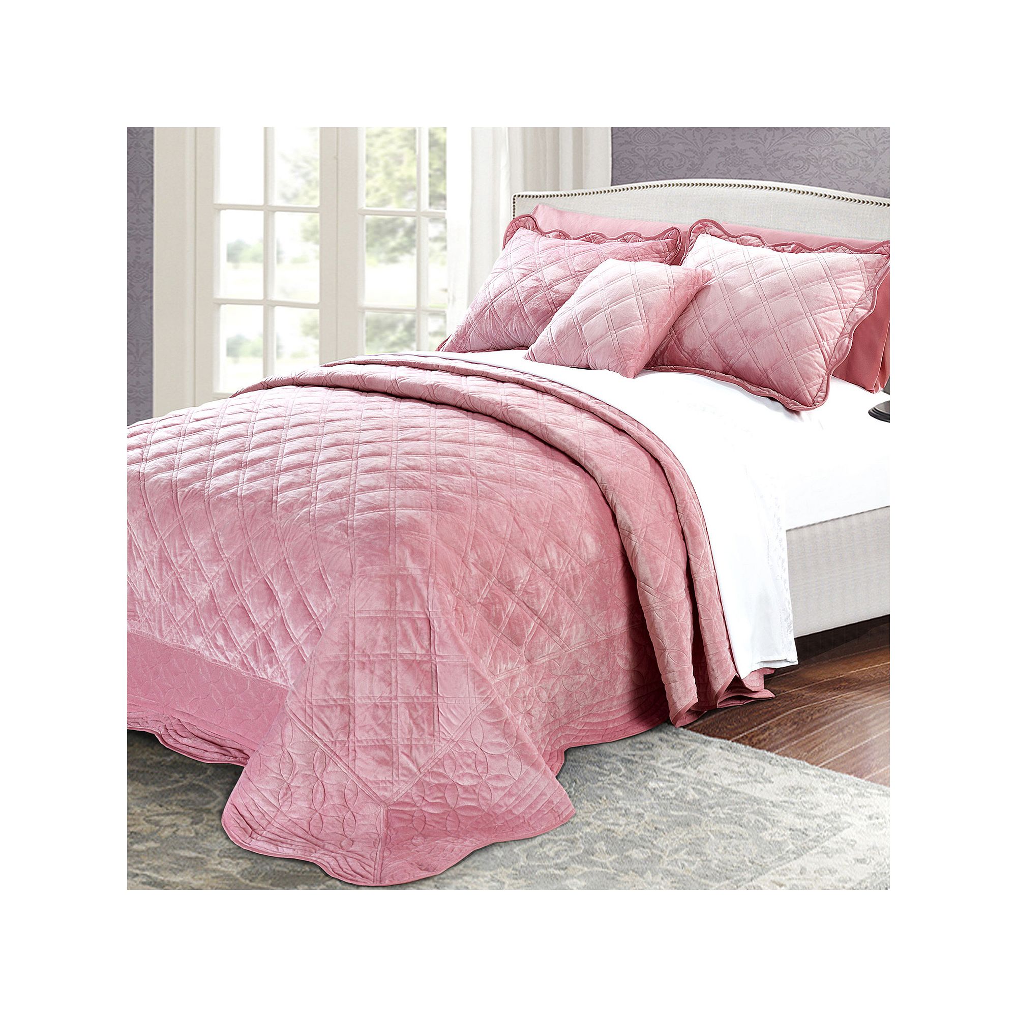 Serenta Supersoft Microplush Bedspread Set, Pink