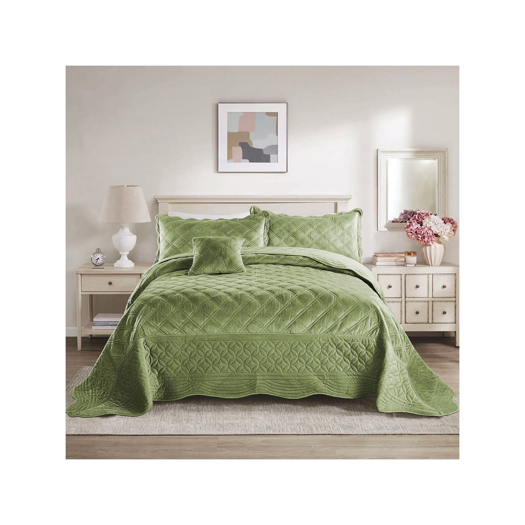 Serenta Supersoft Microplush Bedspread Set, Green