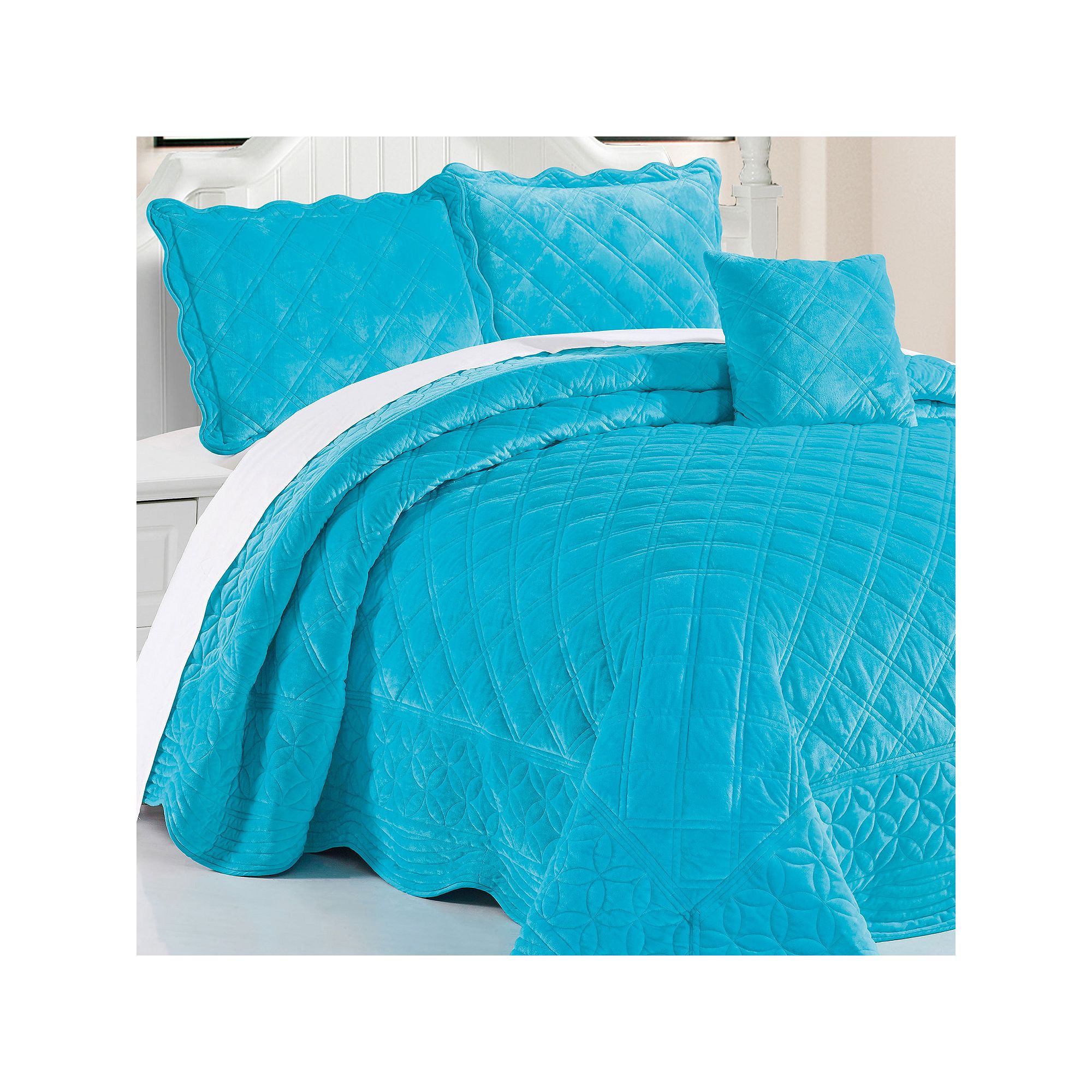 Serenta Supersoft Microplush Bedspread Set, Blue Blue