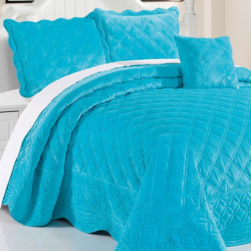 66120363 Serenta Supersoft Microplush Bedspread Set, Blue,  sku 66120363