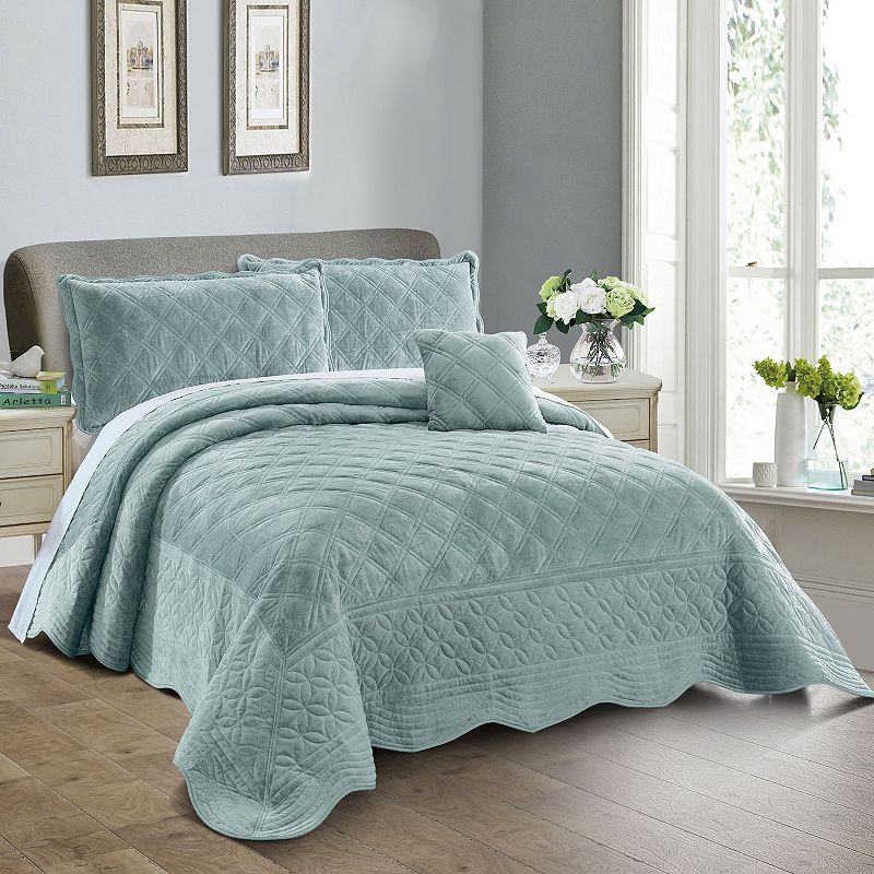 74915613 Serenta Supersoft Microplush Bedspread Set, Blue,  sku 74915613