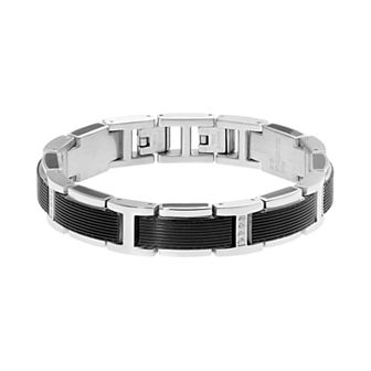 Men's LYNX Two-Tone Cubic Zirconia Link Bracelet