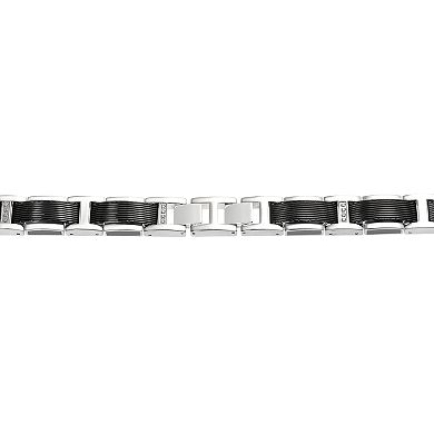 Men's LYNX Two-Tone Cubic Zirconia Link Bracelet