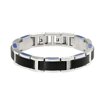 Men's LYNX Blue Resin & Stainless Steel Link Bracelet