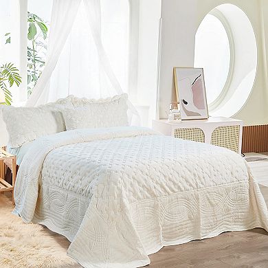 Tatami Quilted Faux Fur 4-Piece Bedspread Set