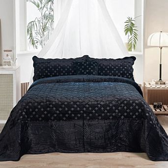Tatami Quilted Faux Fur 4 pc Bedspread Set