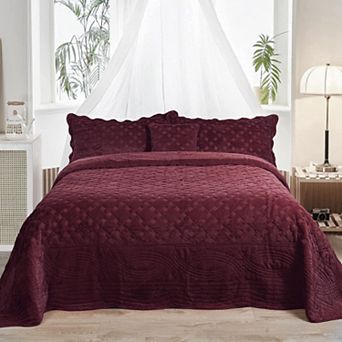 Tatami Quilted Faux Fur 4 pc Bedspread Set