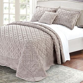 Tatami Quilted Faux Fur 4 pc Bedspread Set
