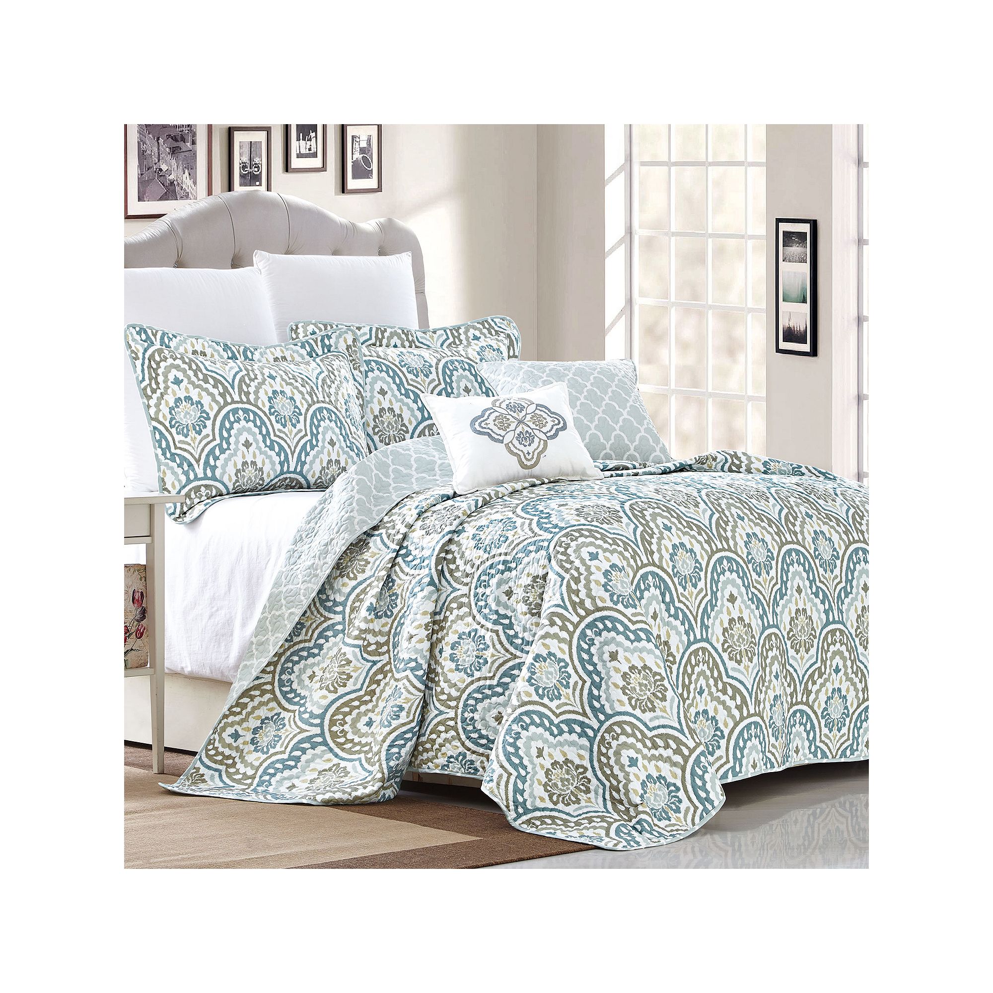 Serenta Tivoli Ikat Coverlet Set, Blue