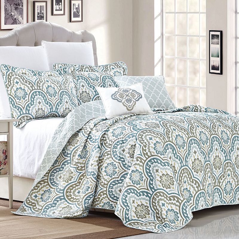 74902530 Serenta Tivoli Ikat Coverlet Set, Blue, King sku 74902530