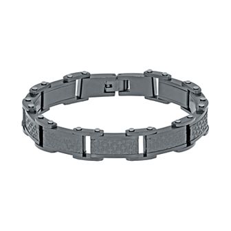 Men's LYNX Stainless Steel Embossed Link Bracelet