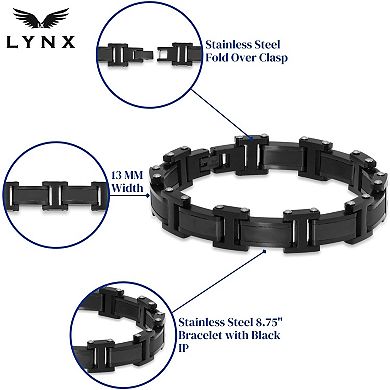 Men's LYNX Stainless Steel Embossed Link Bracelet