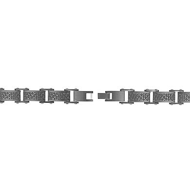 Men's LYNX Stainless Steel Embossed Link Bracelet
