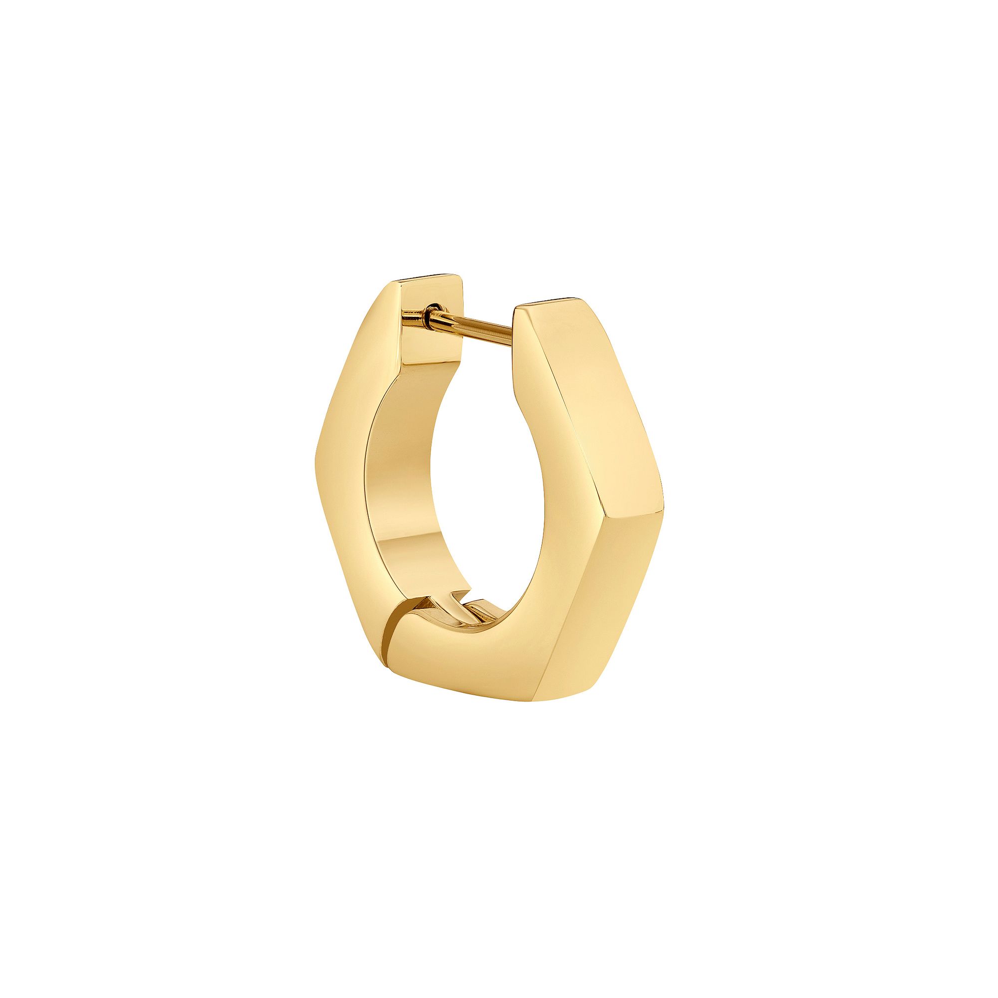 Mens LYNX Gold-Tone Hexagon Hoop Earring, Gold Ton