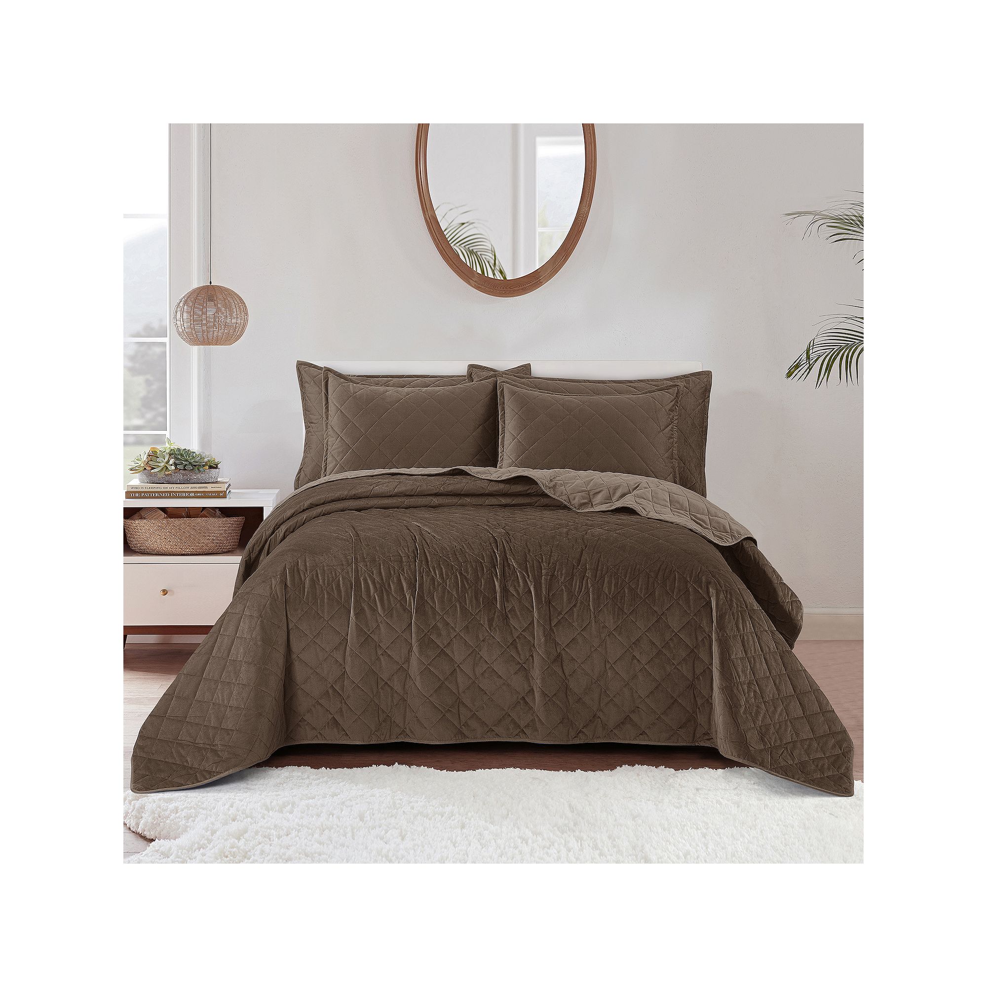 Serenta Velvet Carafe Quilted Bedspread Set