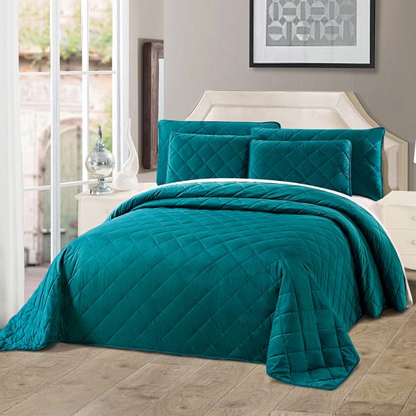 Serenta Velvet Carafe Quilted Bedspread Set