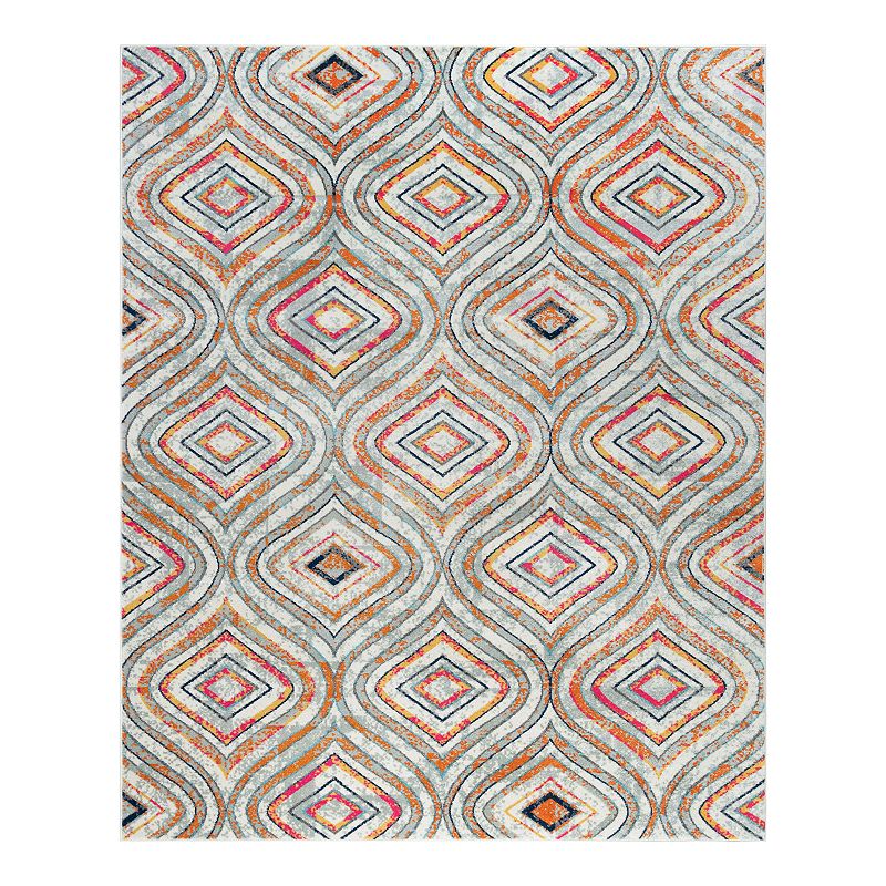 KHL Rugs Sofia Geometric Rug, White, 5 Ft Rnd