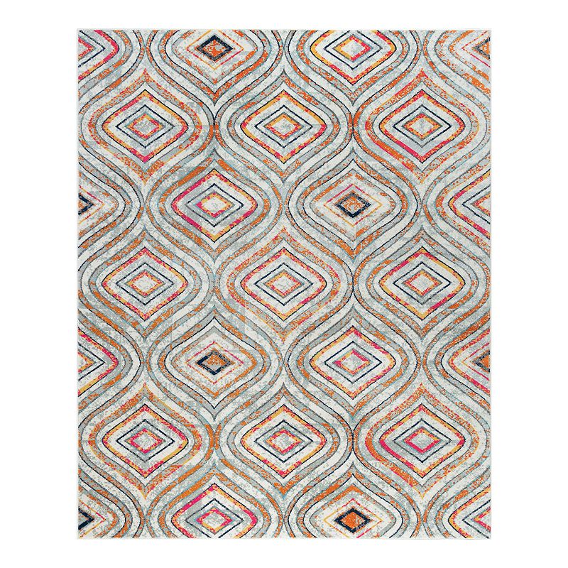 KHL Rugs Sofia Geometric Rug, White, 5 Ft Rnd