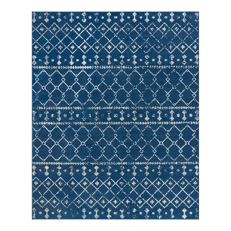 KHL Rugs Ayden Geometric Rug, Blue, 8Ft Rnd