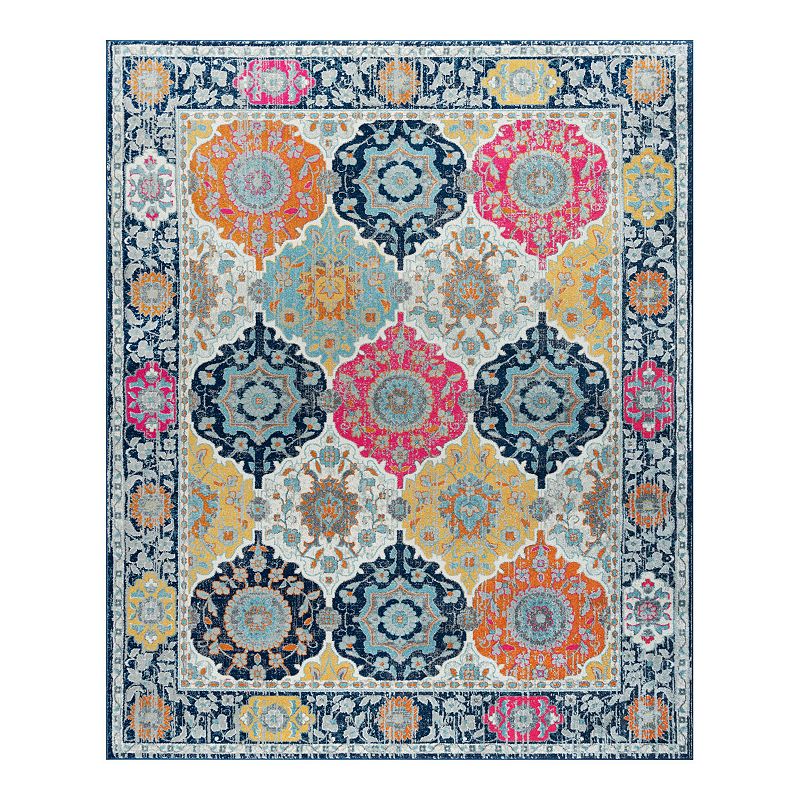 KHL Rugs Hanna Border Rug, Blue, 8Ft Rnd