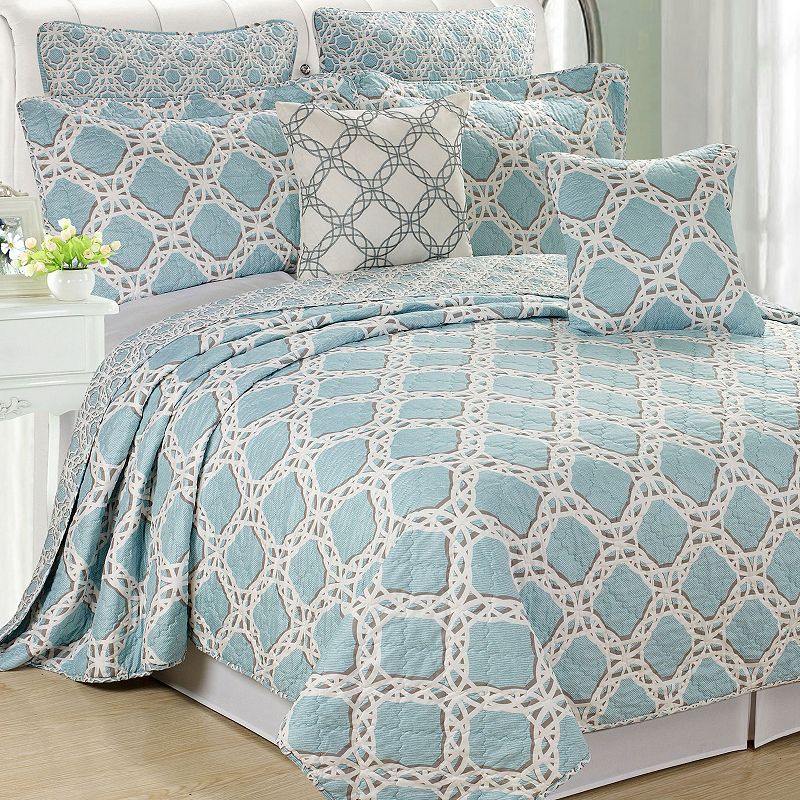 Serenta Monroe 7-Piece Coverlet and Sham Set, Blue, Queen