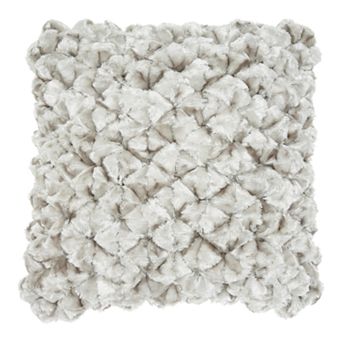 Mina Victory Velvet Shimmer Poms Silver Throw Pillow