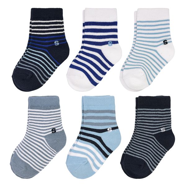 Baby Boy Jumping Beans® 6-Pack Blue Strip Crew Socks