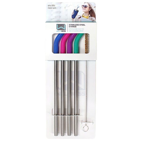 Tomorotec Reusable Straw Sets with 2 Cleaning Brushes for Tumblers Beverage Drinks Cocktail Heart Shape Metallic Stainless Steel Straws Value Pack Rainbow Color Colorful 18 PCS 