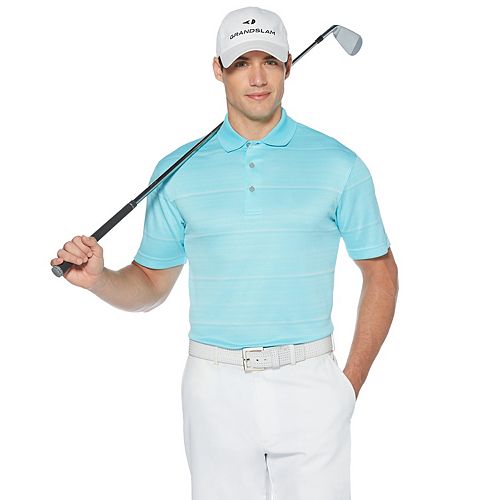 Men's Grand Slam Driflow ClassicFit Striped Performance Golf Polo