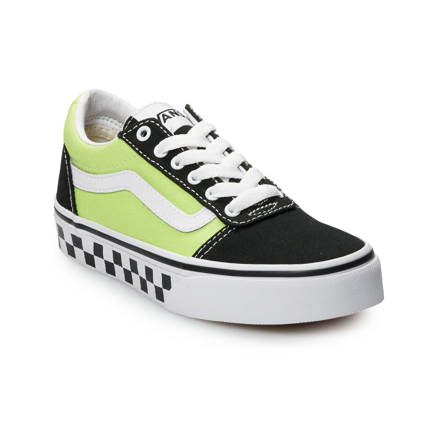 green and black checkered vans