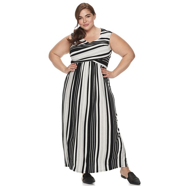 Plus Size EVRI Striped Wrap Maxi Dress