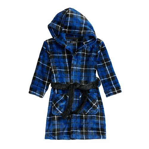 Toddler Boy CUDDL DUDS Plaid Fleece Hooded Robe