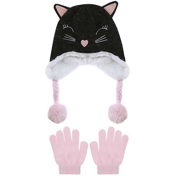 Girls 4 16 So Cat Critter Hat Gloves Set - black shirt with black gloves roblox
