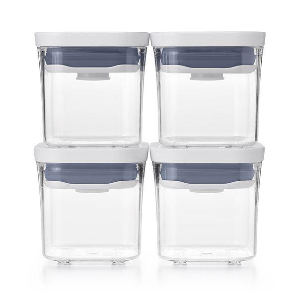 OXO Good Grips 6 Piece Large Canister Set with Scoops, 4.4 qt each, White &  Good Grips 3-PC Small Square Short POP Container Set