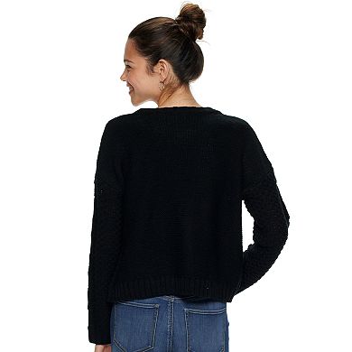 Juniors' Mudd Drop Shoulder Cable Sweater
