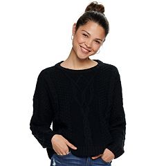 Juniors' Mudd® Drop Shoulder Cable Sweater