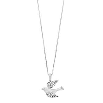 Gemminded Sterling Silver 1/6 Carat T.W. Diamond Bird Pendant Necklace
