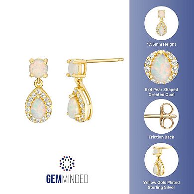 Gemminded 18k Gold Over Silver Lab-Created Opal Drop Earrings