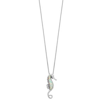 Gemminded Sterling Silver Diamond Accent Seahorse Pendant Necklace