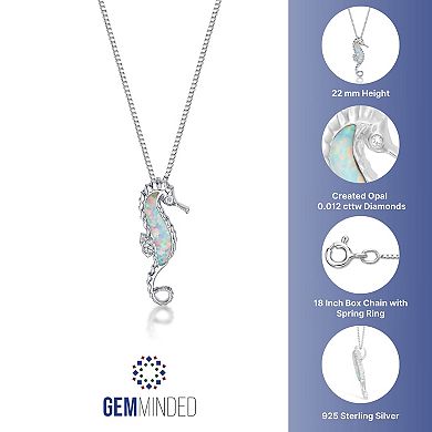 Gemminded Sterling Silver Diamond Accent Seahorse Pendant Necklace