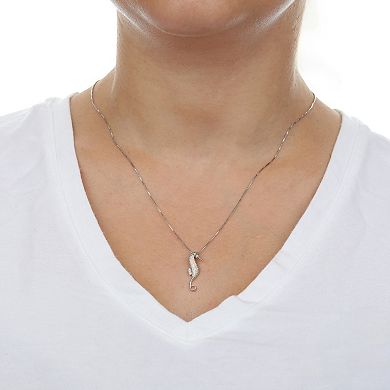 Gemminded Sterling Silver Diamond Accent Seahorse Pendant Necklace