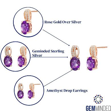 Gemminded Rose Gold over Silver Amethyst Drop Earrings