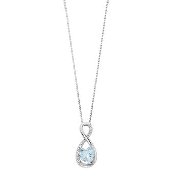 Gemminded Sterling Silver Blue Topaz & Diamond Accent Infinity Pendant