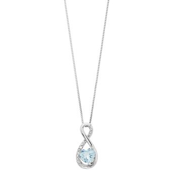 Gemminded Sterling Silver Blue Topaz & Diamond Accent Infinity Pendant