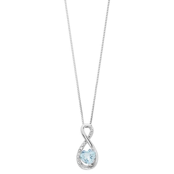 Gemminded Sterling Silver Blue Topaz & Diamond Accent Infinity Pendant