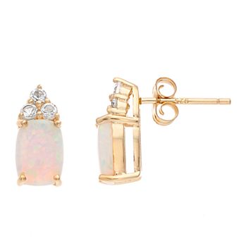 Gemminded Gold Over Silver Lab-Created Opal Stud Earrings