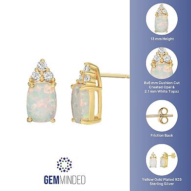Gemminded Gold Over Silver Lab-Created Opal Stud Earrings